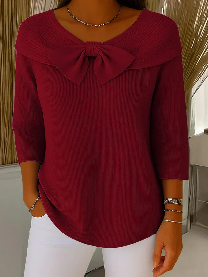 Lidia - Blusa de punto elegante con lazo en el cuello
