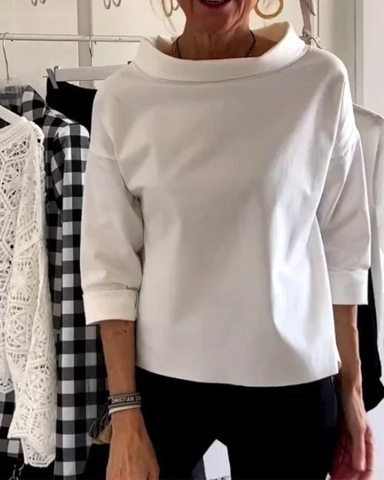 Elva - Blusa estructurada con cuello amplio