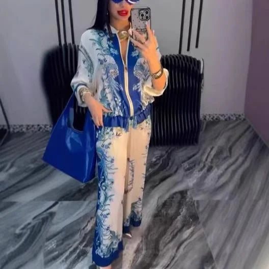 Zaira - Conjunto elegante de dos piezas con cremallera para mujer