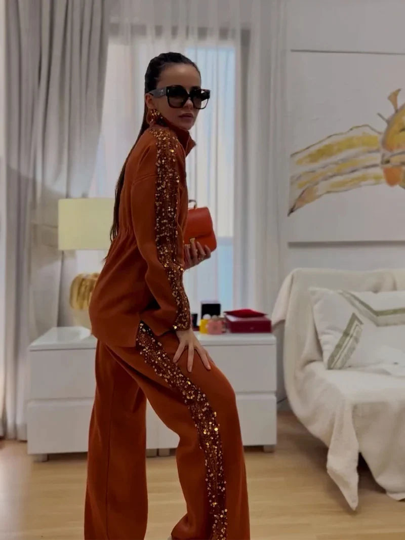 Sabina - Conjunto elegante con brillo lateral para mujer