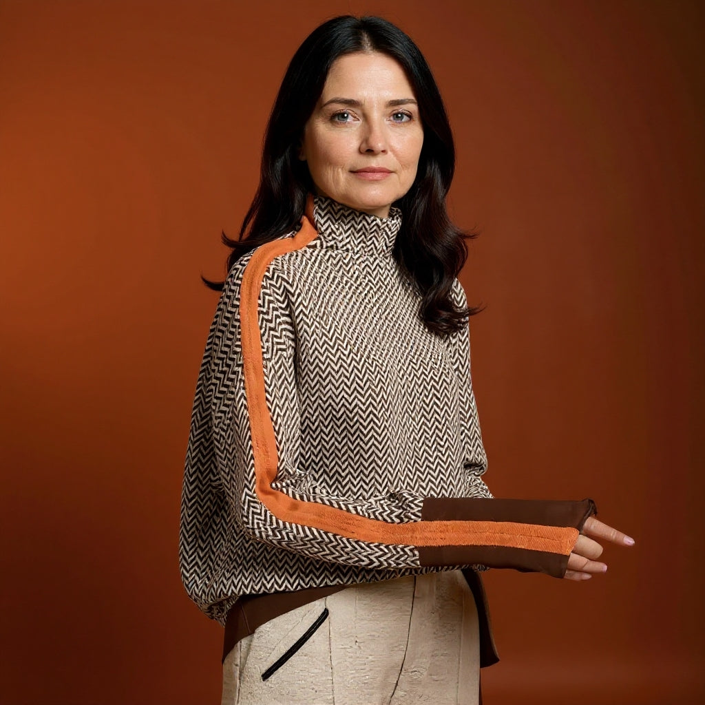 Clémence | Suéter de cuello alto con rayas contrastantes