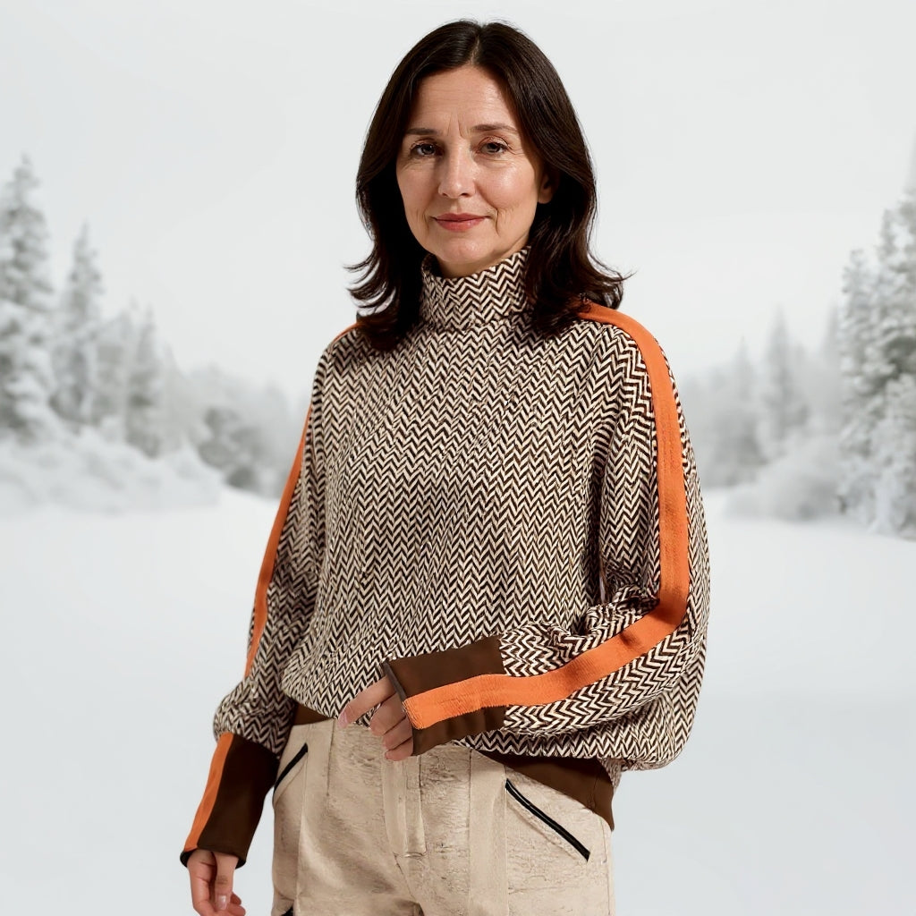 Clémence | Suéter de cuello alto con rayas contrastantes