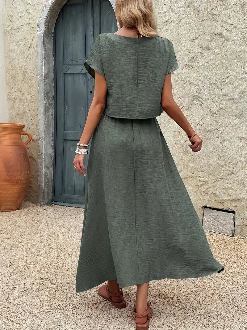 Malena™ | Conjunto fluido de top y falda midi con efecto elegante y relajado