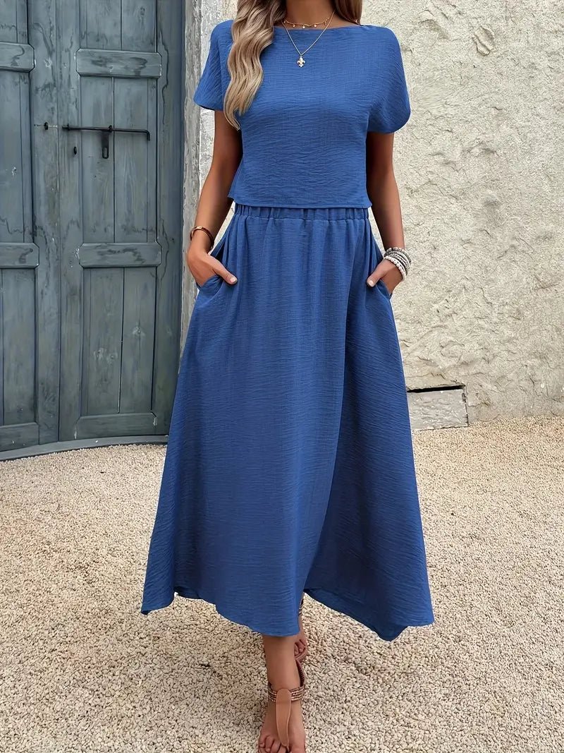 Malena™ | Conjunto fluido de top y falda midi con efecto elegante y relajado