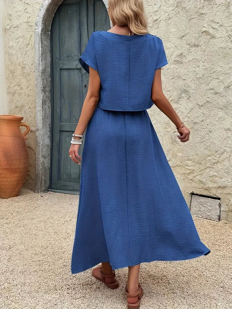 Malena™ | Conjunto fluido de top y falda midi con efecto elegante y relajado