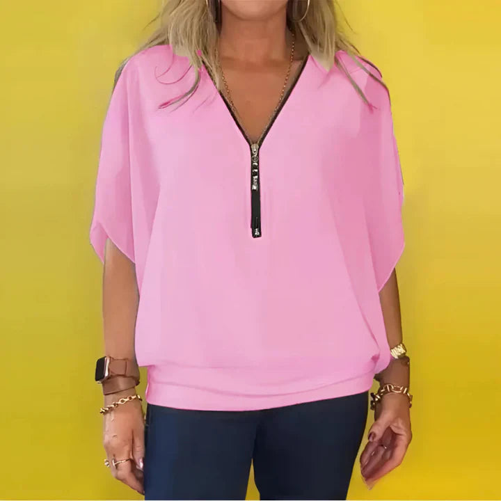Paloma - Blusa informal con cremallera para mujer