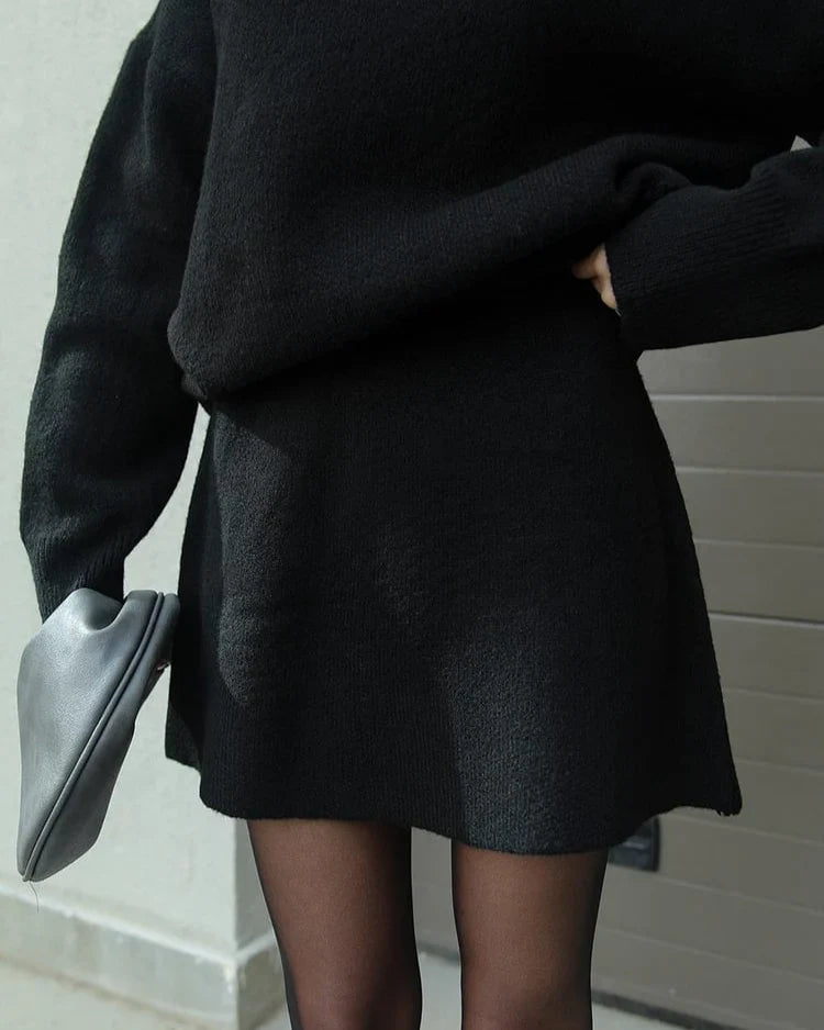 Lara - Conjunto de otoño de punto con jersey y falda