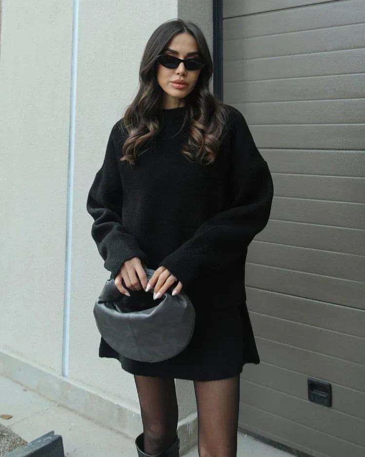 Lara - Conjunto de otoño de punto con jersey y falda