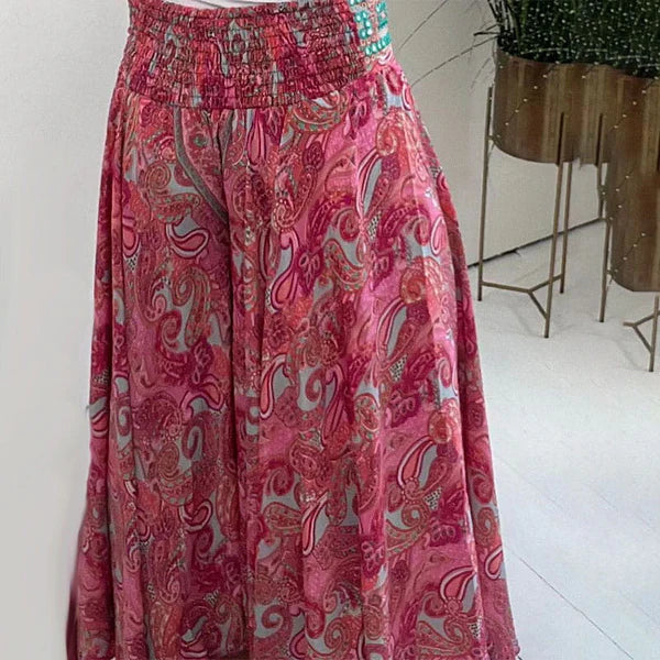 Capri - Pantalones fluidos con cintura elástica y estampado bohemio