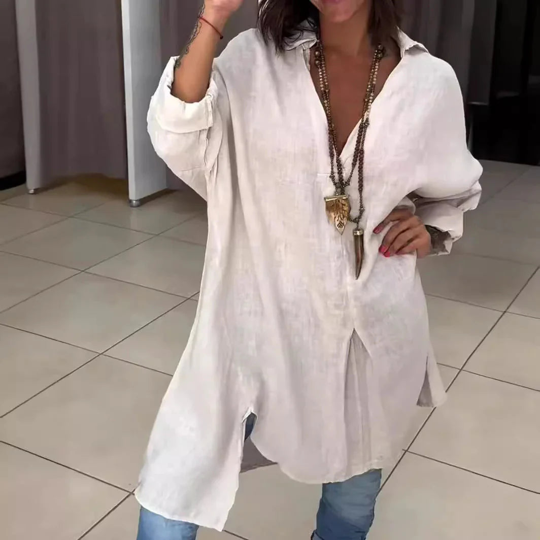 Lara™ – Blusón camisero de estilo relajado