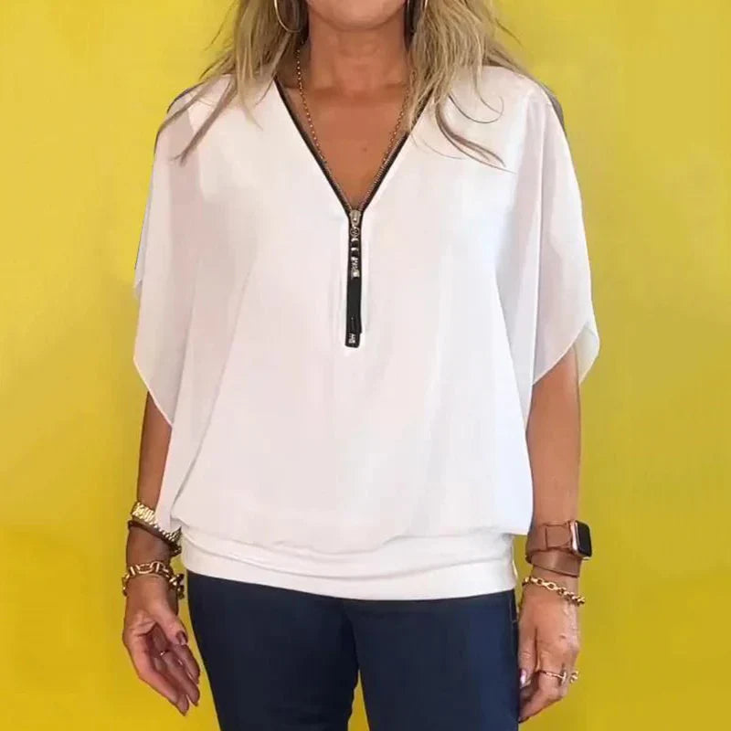 Paloma - Blusa informal con cremallera para mujer