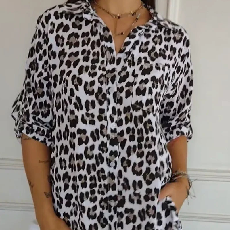 Lirio - Camisa de leopardo con manga ajustable