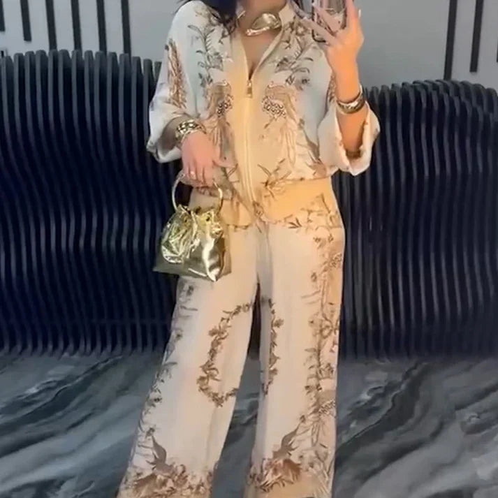 Zaira - Conjunto elegante de dos piezas con cremallera para mujer