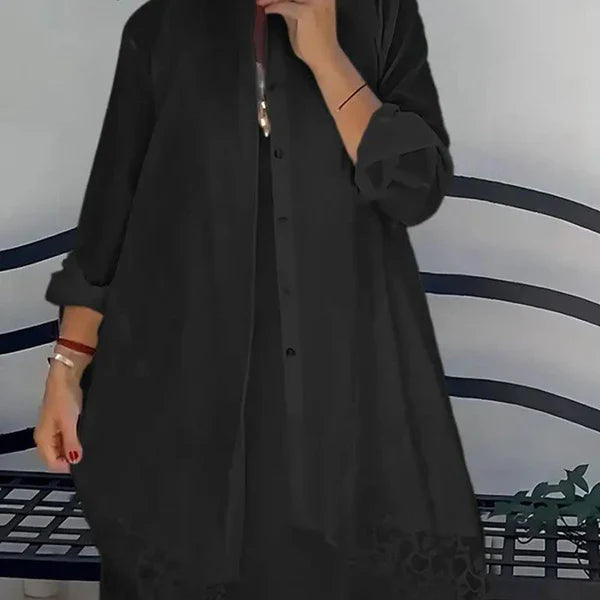 Emma™ | Conjunto bohemio de vestido y cárdigan con encaje delicado