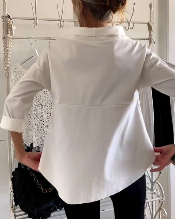 Elva - Blusa estructurada con cuello amplio