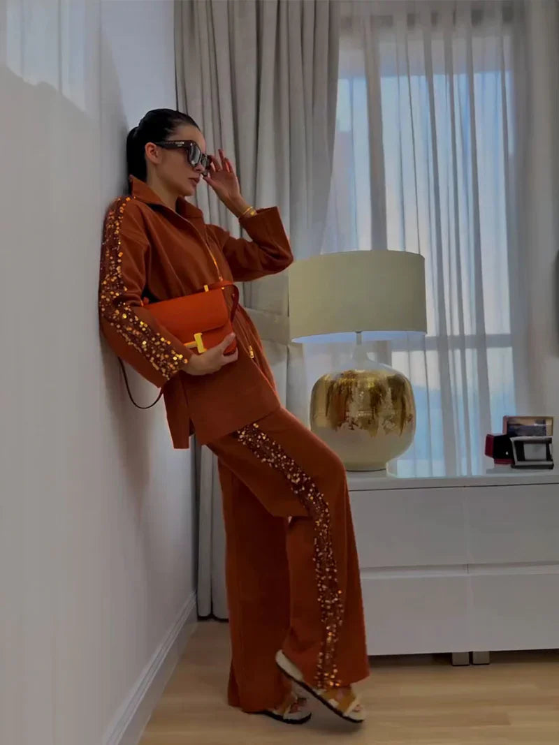 Sabina - Conjunto elegante con brillo lateral para mujer