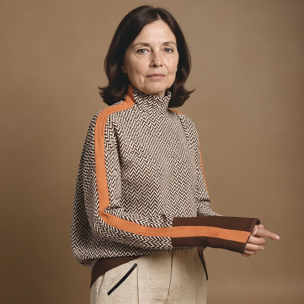 Clémence | Suéter de cuello alto con rayas contrastantes