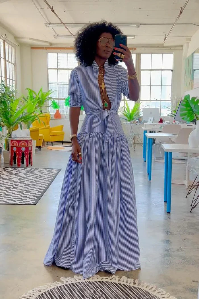 Roma - Conjunto de falda y blusa a rayas