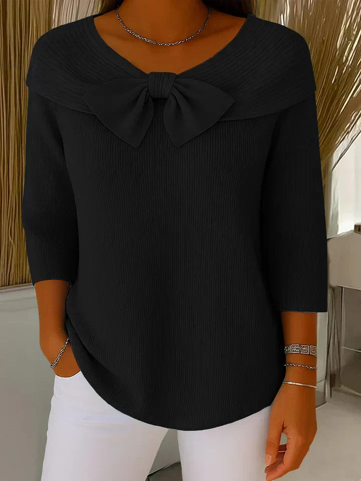 Lidia - Blusa de punto elegante con lazo en el cuello