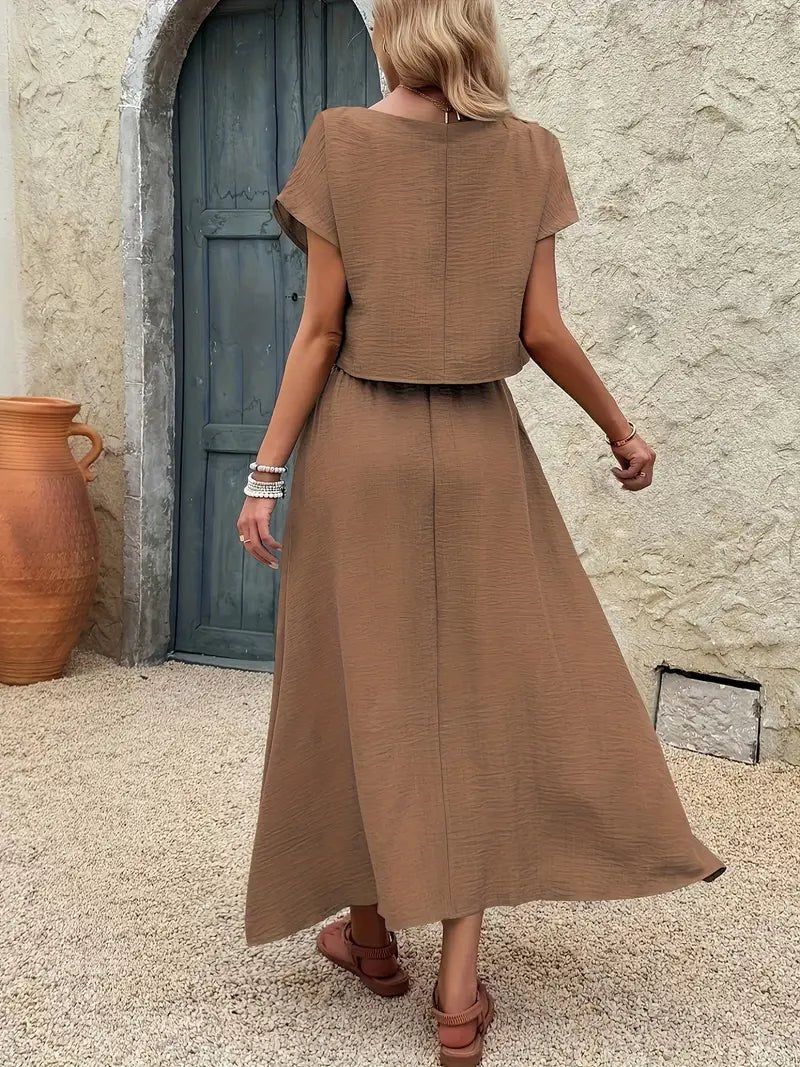 Malena™ | Conjunto fluido de top y falda midi con efecto elegante y relajado