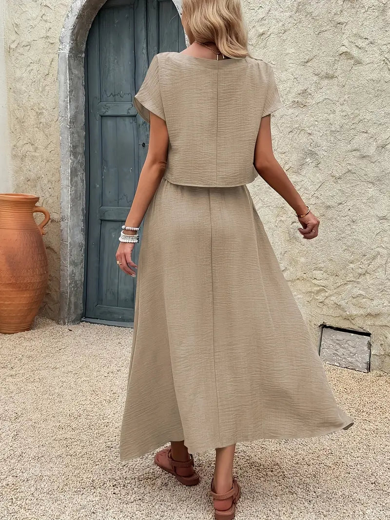 Malena™ | Conjunto fluido de top y falda midi con efecto elegante y relajado