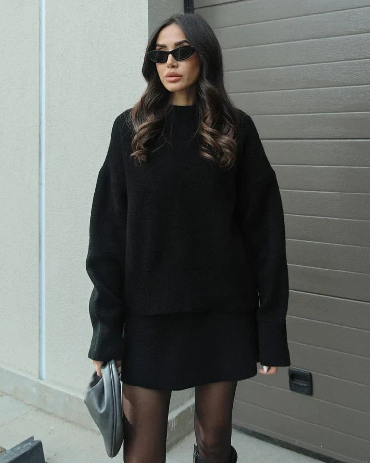 Lara - Conjunto de otoño de punto con jersey y falda