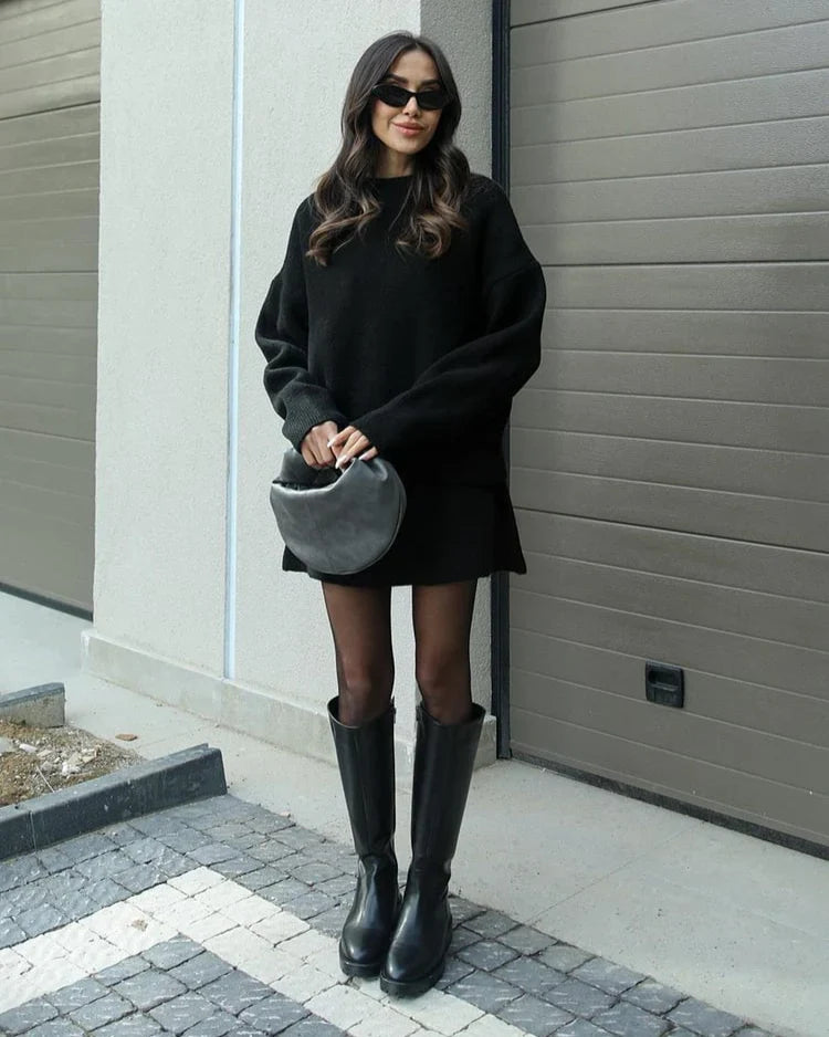 Lara - Conjunto de otoño de punto con jersey y falda