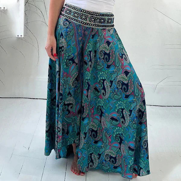 Capri - Pantalones fluidos con cintura elástica y estampado bohemio