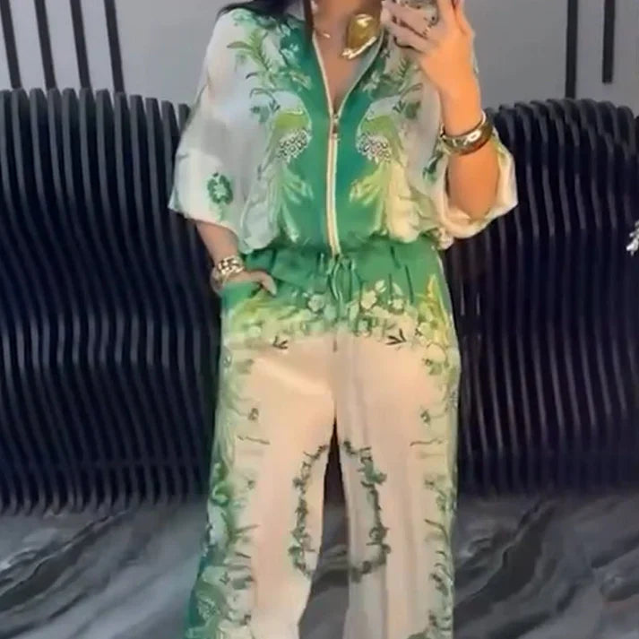 Zaira - Conjunto elegante de dos piezas con cremallera para mujer