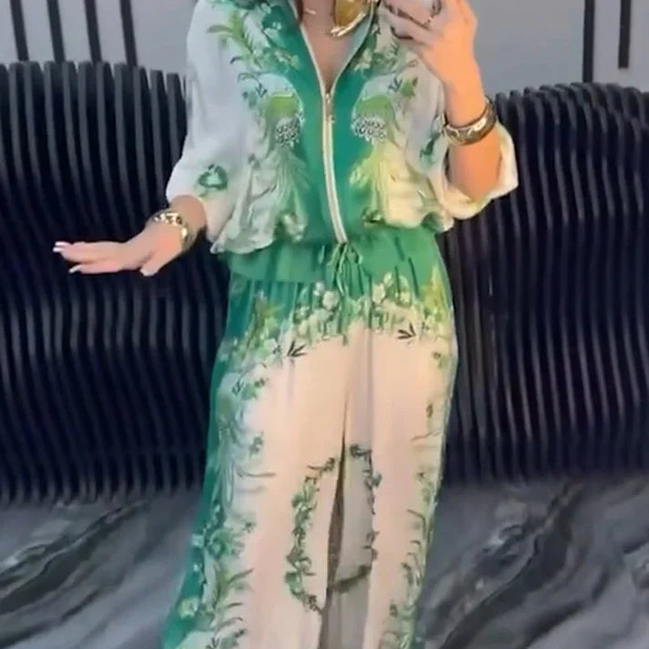 Zaira - Conjunto elegante de dos piezas con cremallera para mujer