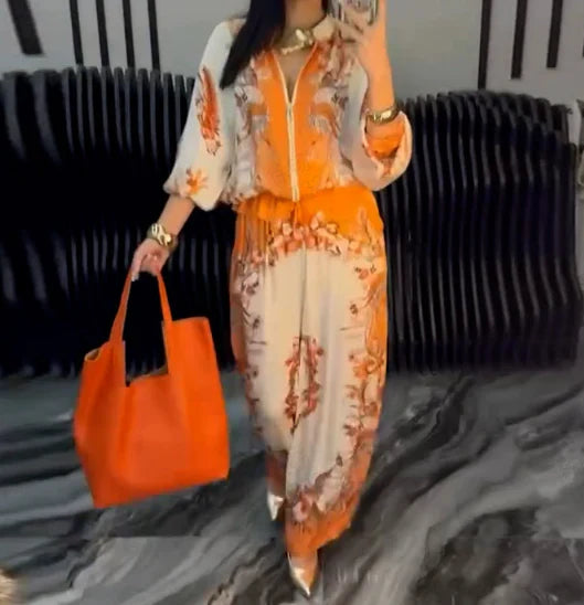 Zaira - Conjunto elegante de dos piezas con cremallera para mujer