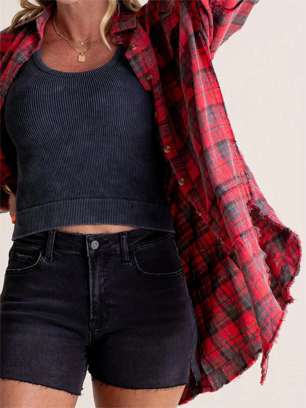 Eva - Sobrecamisa de cuadros estilo relajado