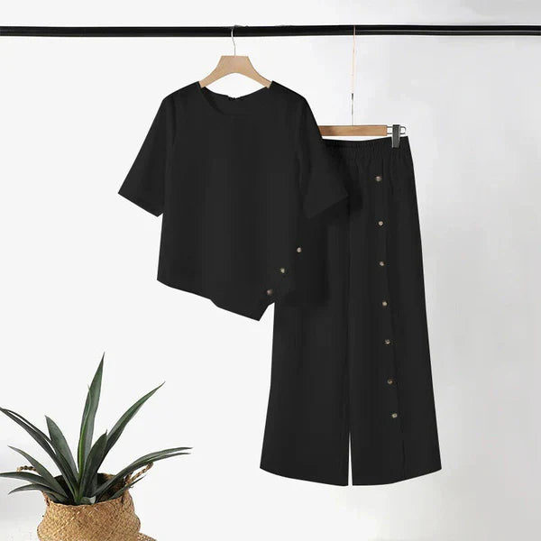 Violeta™ | Conjunto amplio de dos piezas con botones decorativos