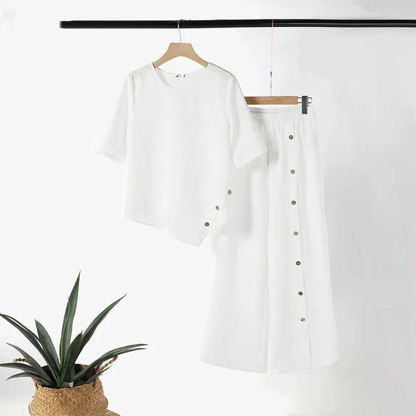 Violeta™ | Conjunto amplio de dos piezas con botones decorativos