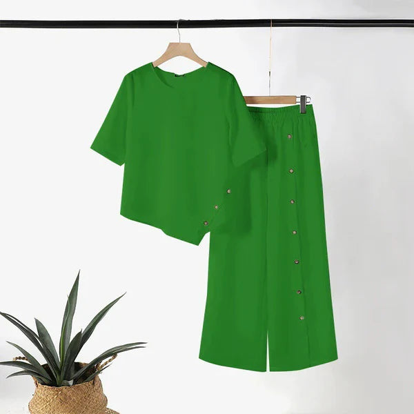 Violeta™ | Conjunto amplio de dos piezas con botones decorativos